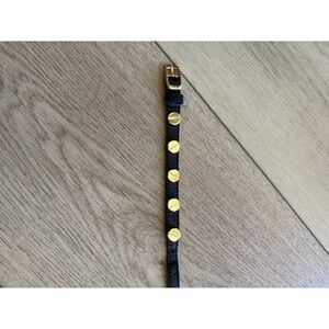 CC Skye Black Leather Gold Screw Studded‎ Buckle Wrap Bracelet Mens Womens